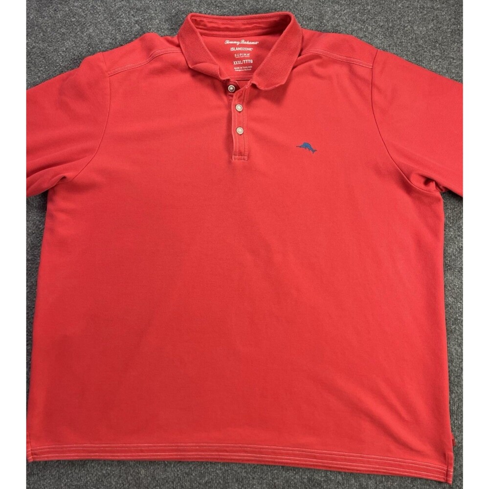 Tommy Bahama IslandZone Supima Cotton Polo Shirt Red Men's Collar Big XXL
